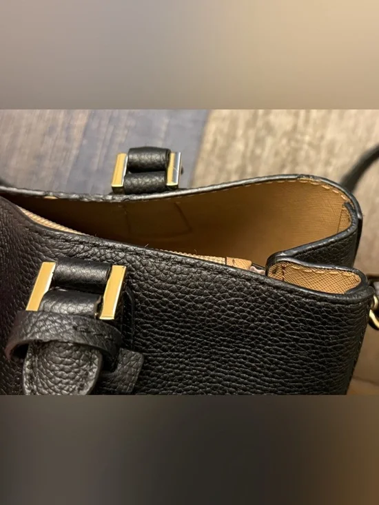 Michael Kors Black Pebbled Leather Satchel Crossbody Bag Purse - Picture 16 of 16